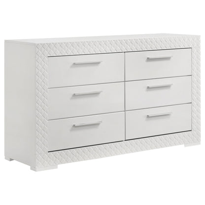 Ives 6-drawer Dresser Cabinet White High Gloss