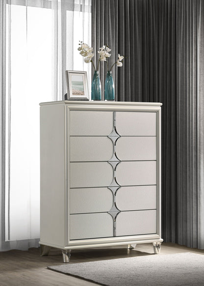 Olivia 5-drawer Bedroom Chest of Drawers Pearl White