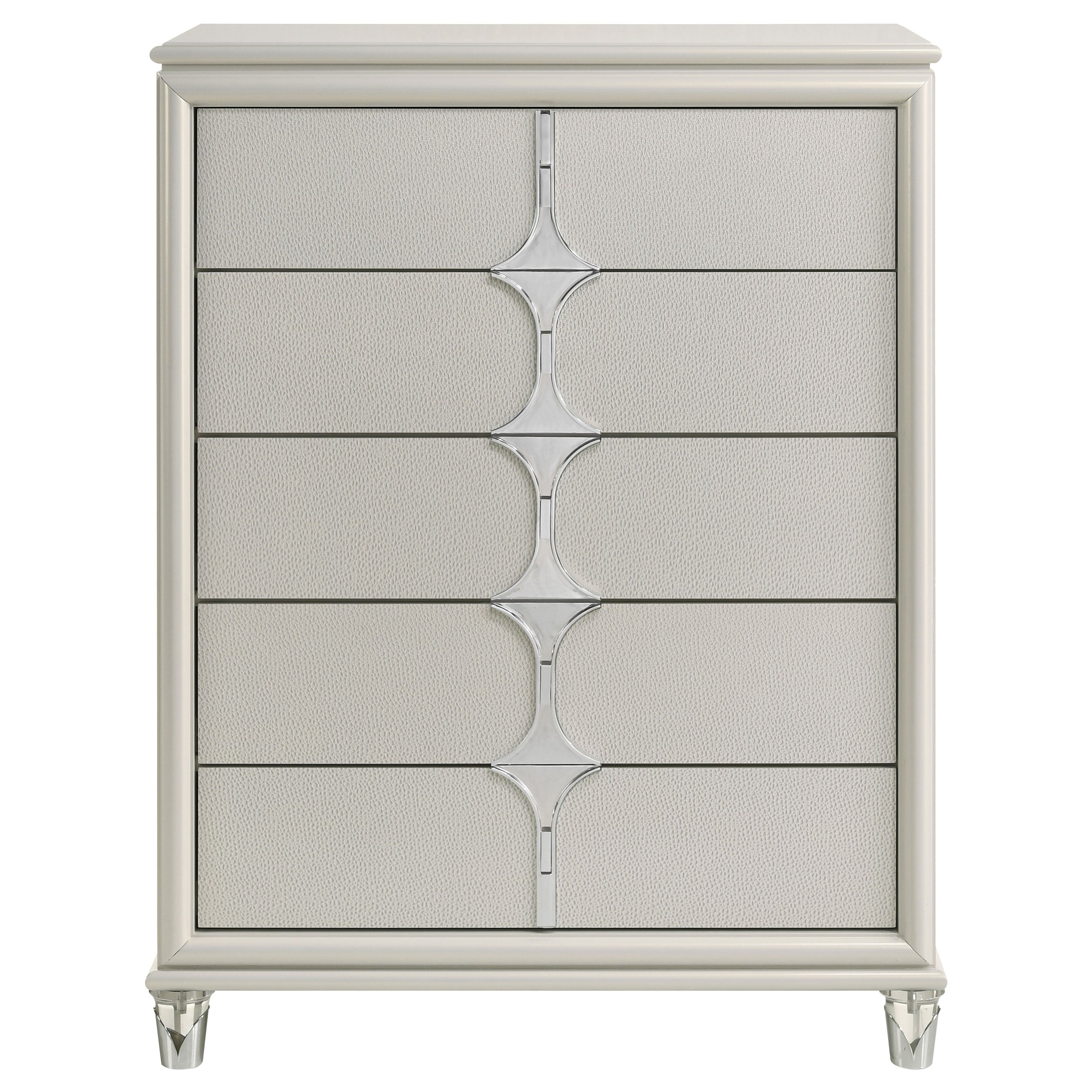 Olivia 5-drawer Bedroom Chest of Drawers Pearl White