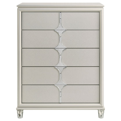 Olivia 5-drawer Bedroom Chest of Drawers Pearl White