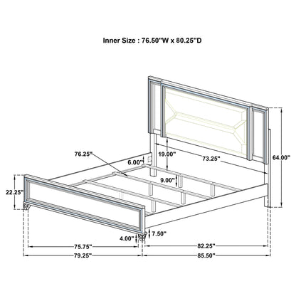 Marmore 64-inch  Panel Bed LED Headboard White