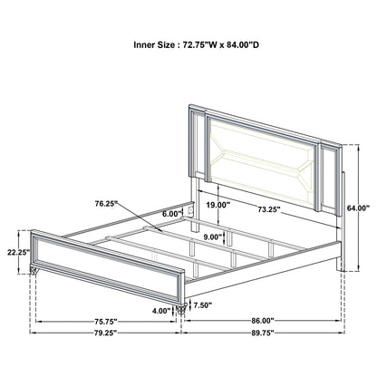 Marmore 64-inch  Panel Bed LED Headboard White