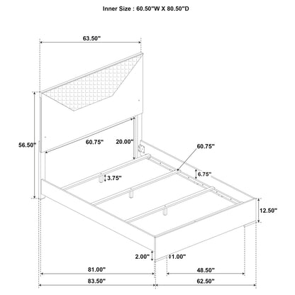 Ives  Panel Bed LED Headboard Grey High Gloss