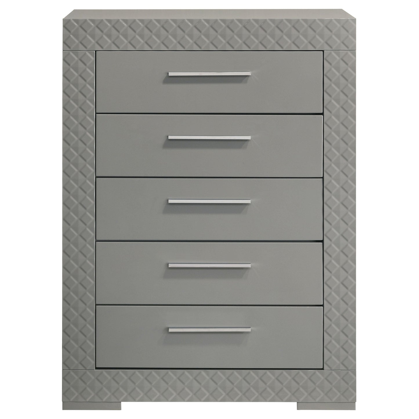 Ives 5-drawer Bedroom Chest of Drawers Grey High Gloss