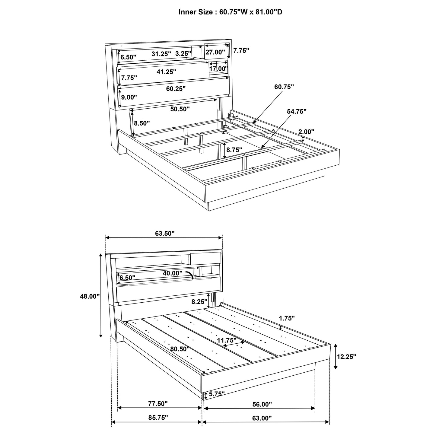 Fenwick  Bed Bookcase Headboard Grey Oak