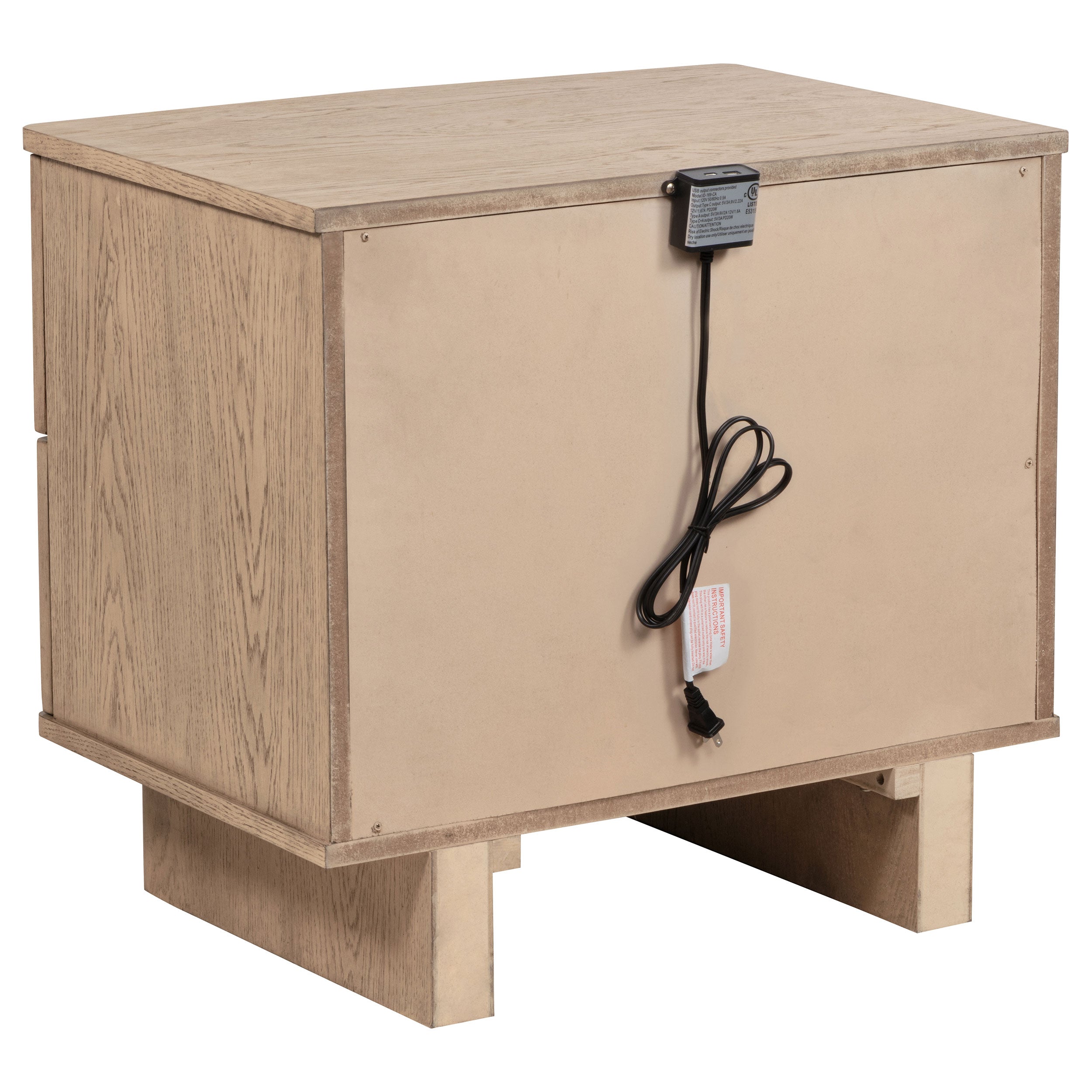 Kailani 2-drawer Nightstand Bedside Table Beige Oak