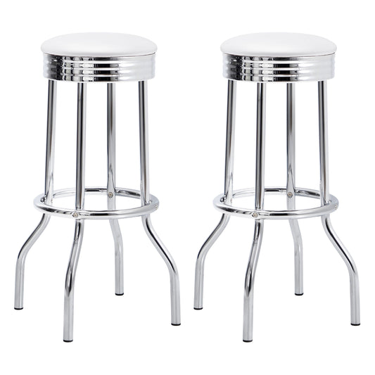 Coaster Theodore Upholstered Top Bar Stools White and Chrome (Set of 2) White