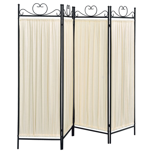 Dove 4-panel Folding Screen Beige and Black