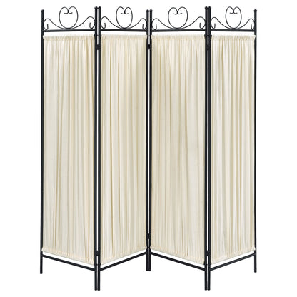 Dove 4-panel Folding Screen Beige and Black