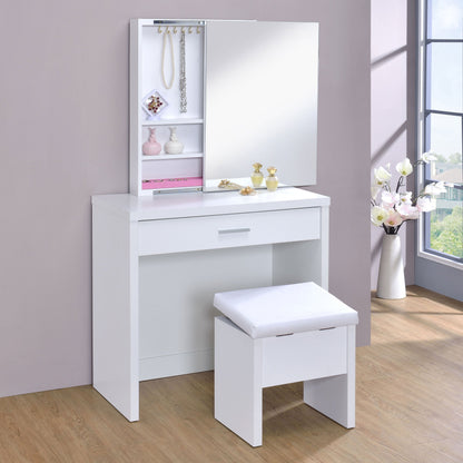 Coaster Harvey 2-piece Vanity Set with Lift-Top Stool White Default Title