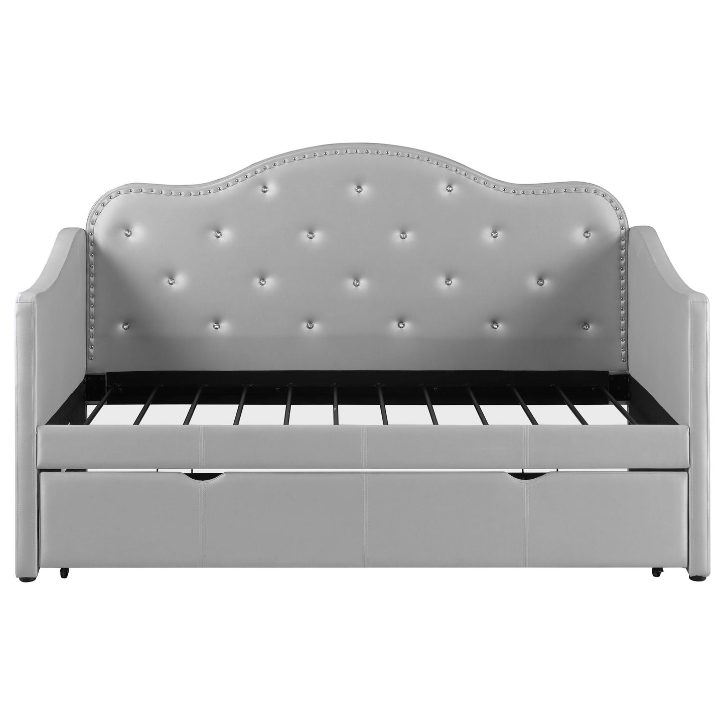 Elmore Upholstered Twin Daybed with Trundle Pearlescent Grey