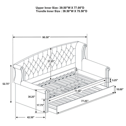 Scarlett Upholstered Tufted Twin Daybed with Trundle