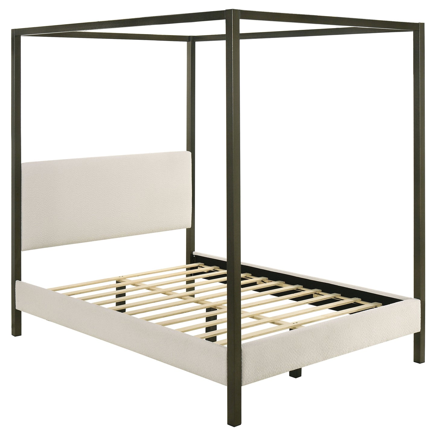 Monroe Upholstered  Canopy Platform Bed Vanilla and Black