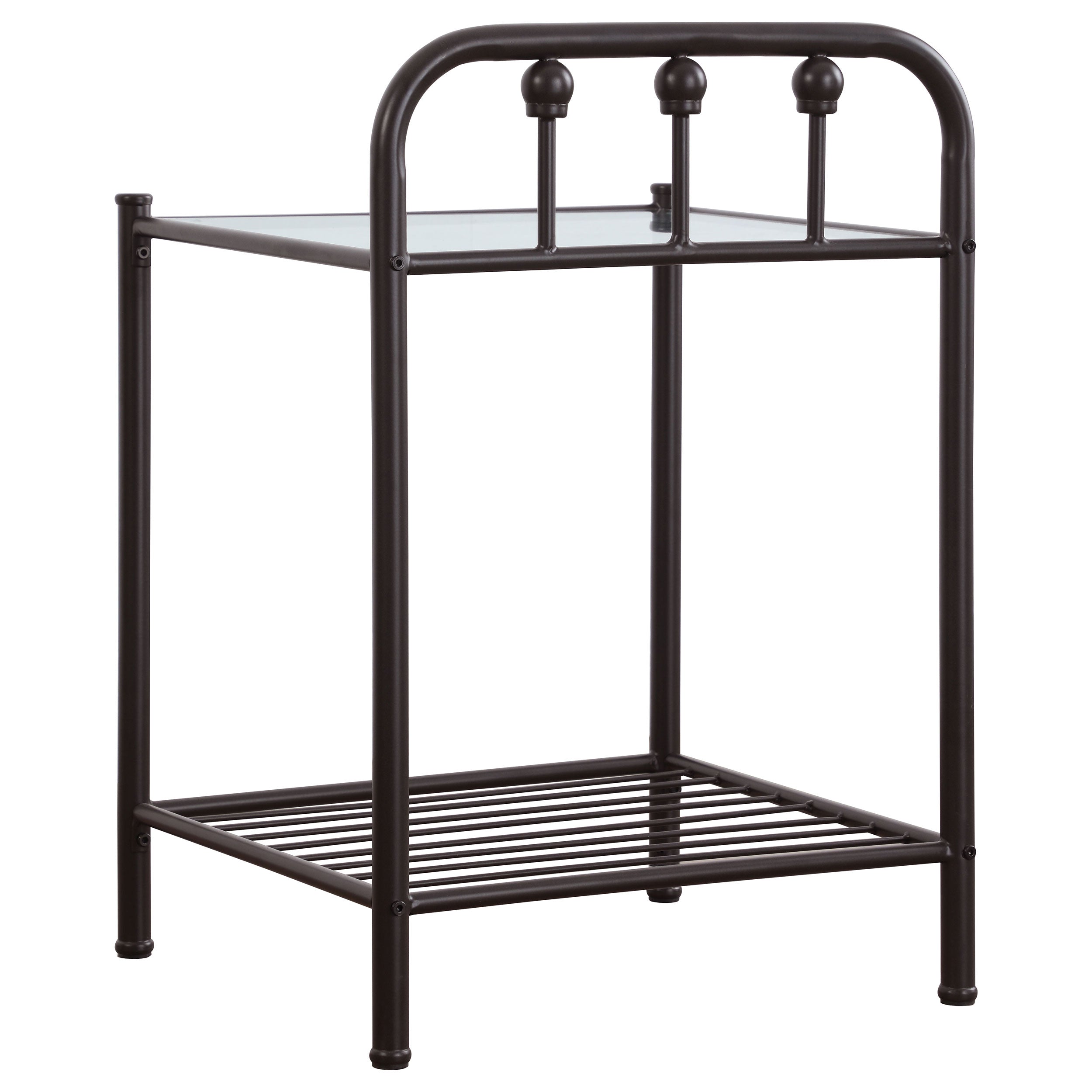 Livingston 1-shelf Nightstand with Glass Top Dark Bronze