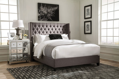 Bancroft Demi-wing Upholstered  Bed Grey