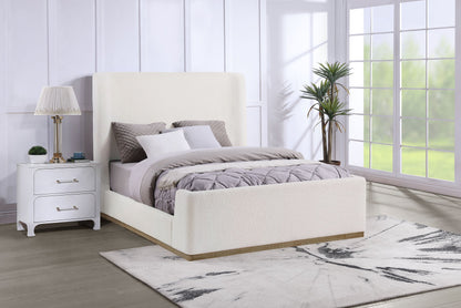 Nala Upholstered  Wingback Platform Sleigh Bed Cream