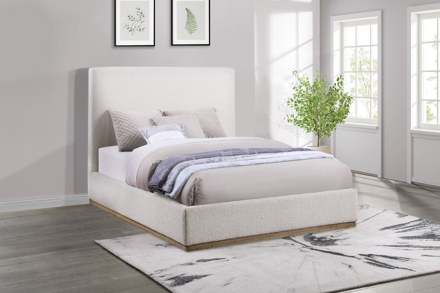 Knox Upholstered  Platform Bed Cream