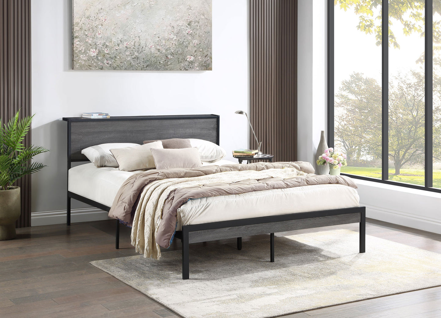 Ricky  Platform Bed Grey and Black