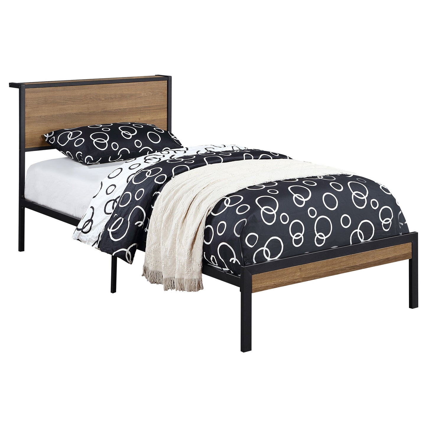 Ricky  Platform Bed Light Oak and Black