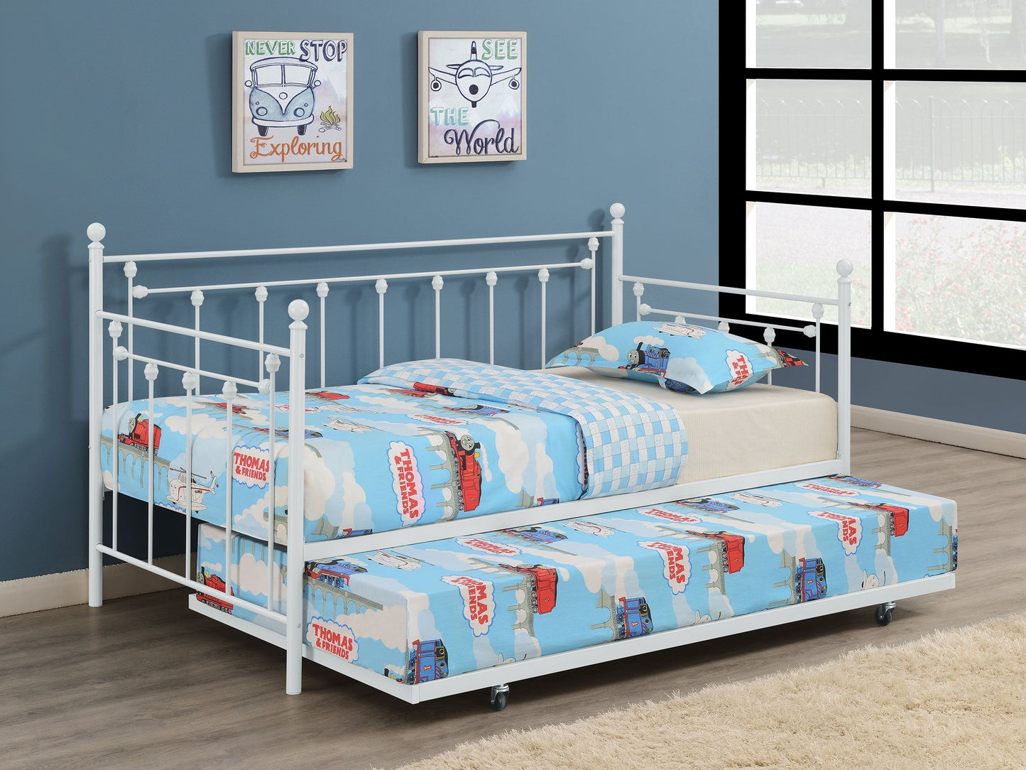 Nocus Spindle Metal Twin Daybed with Trundle