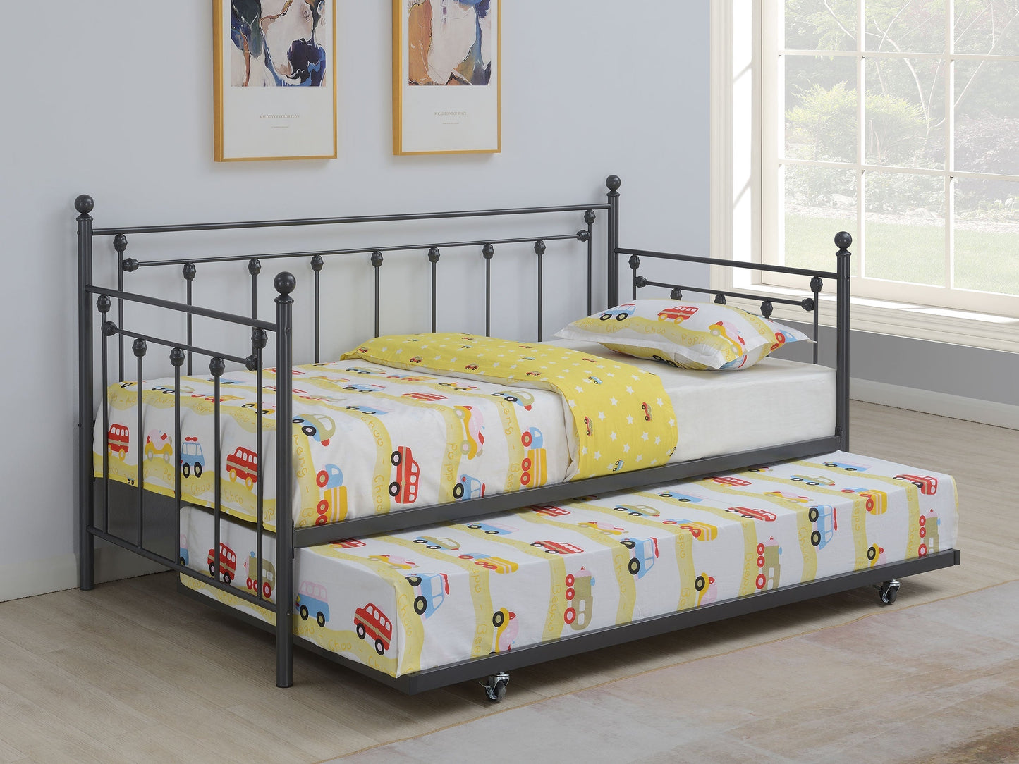 Nocus Spindle Metal Twin Daybed with Trundle