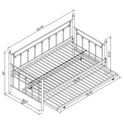 Nocus Spindle Metal Twin Daybed with Trundle