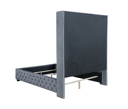 Rocori  Wingback Tufted Bed Grey