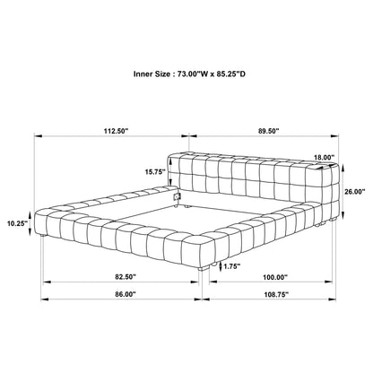 Trinity Upholstered  Platform Bed Light Taupe