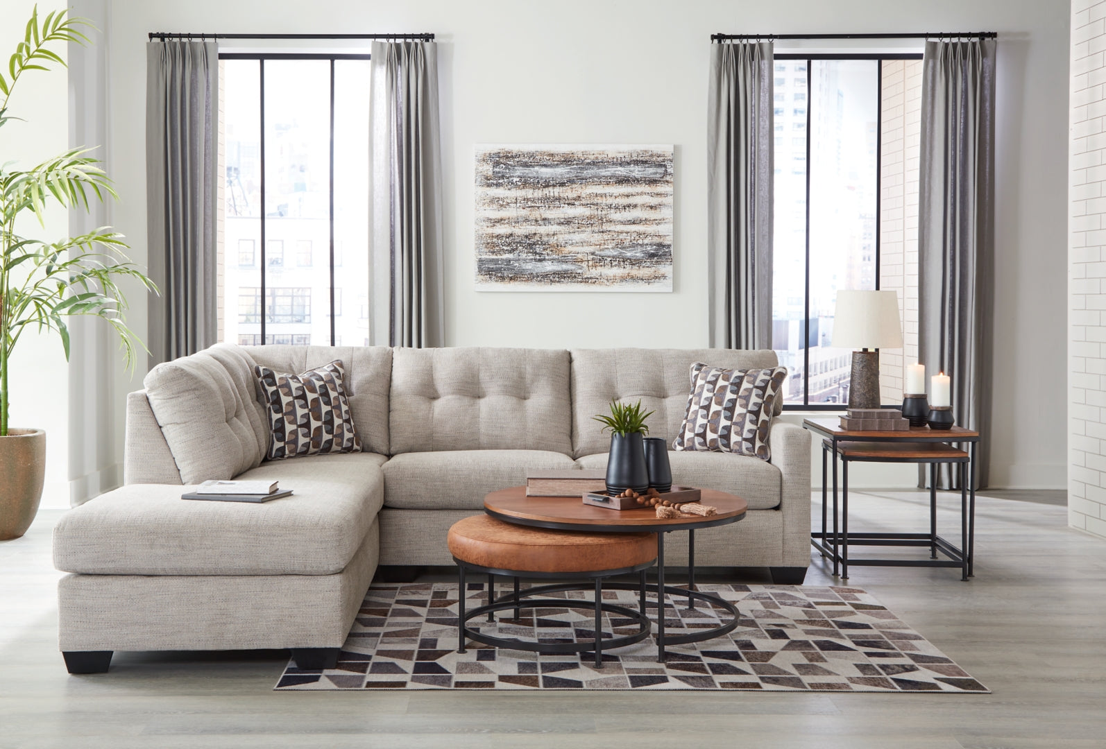 Mahoney 2-Piece Sectional with Ottoman