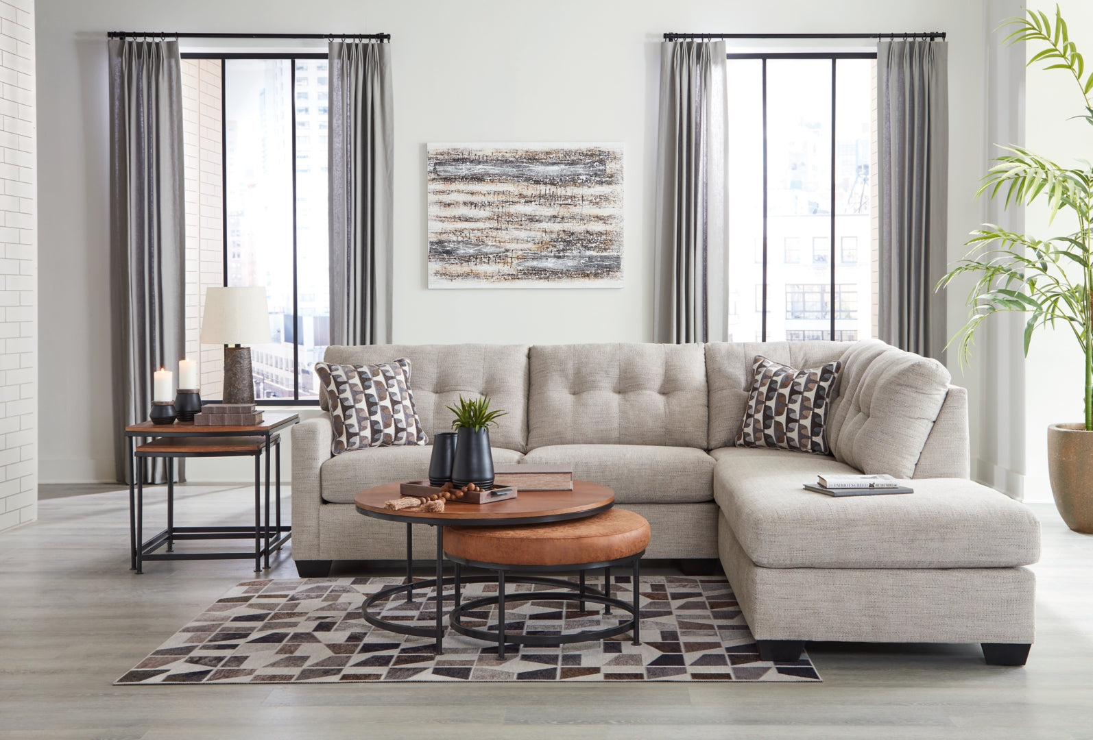 Mahoney 2-Piece Sectional with Ottoman