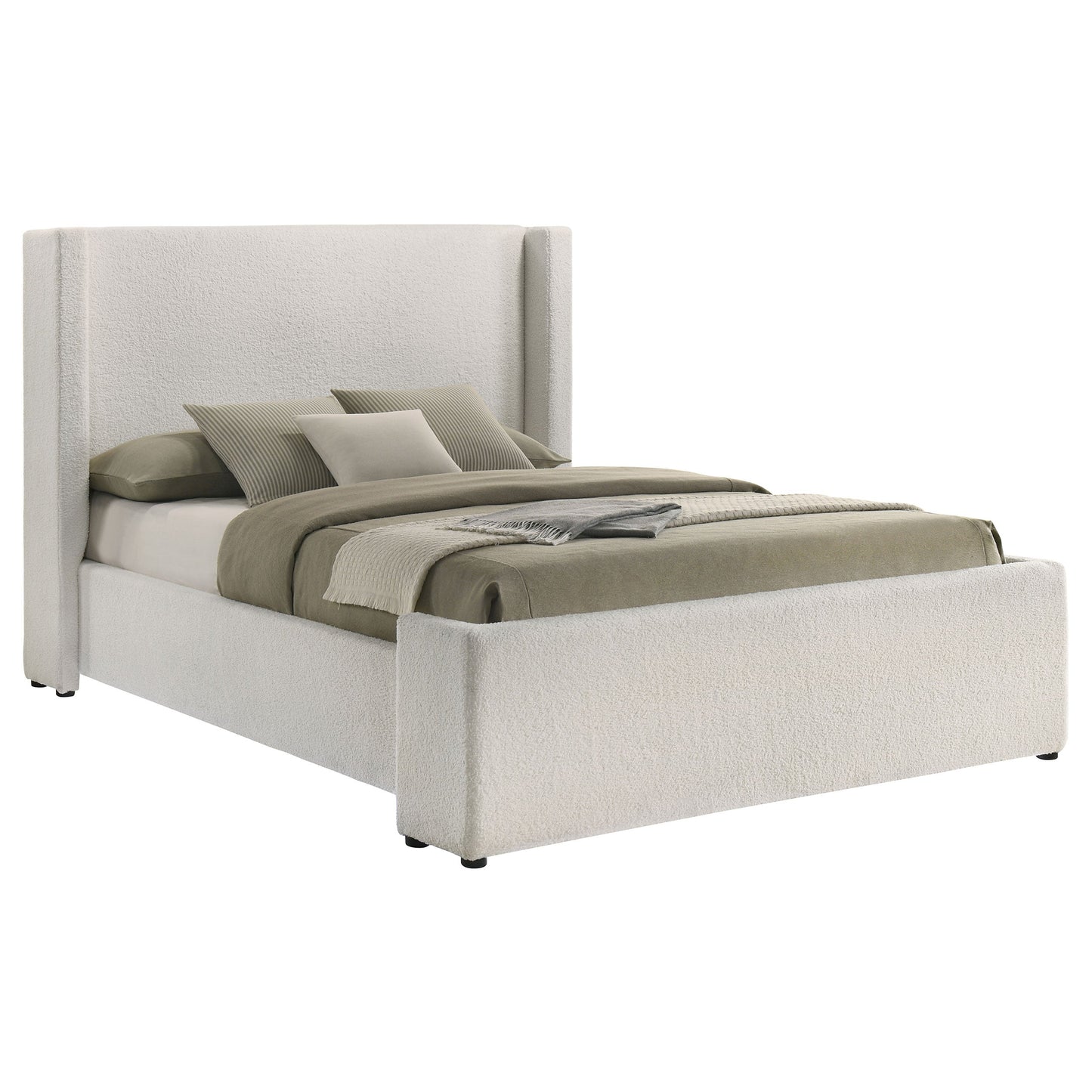 Alamosa Boucle Upholstered  Wingback Bed White