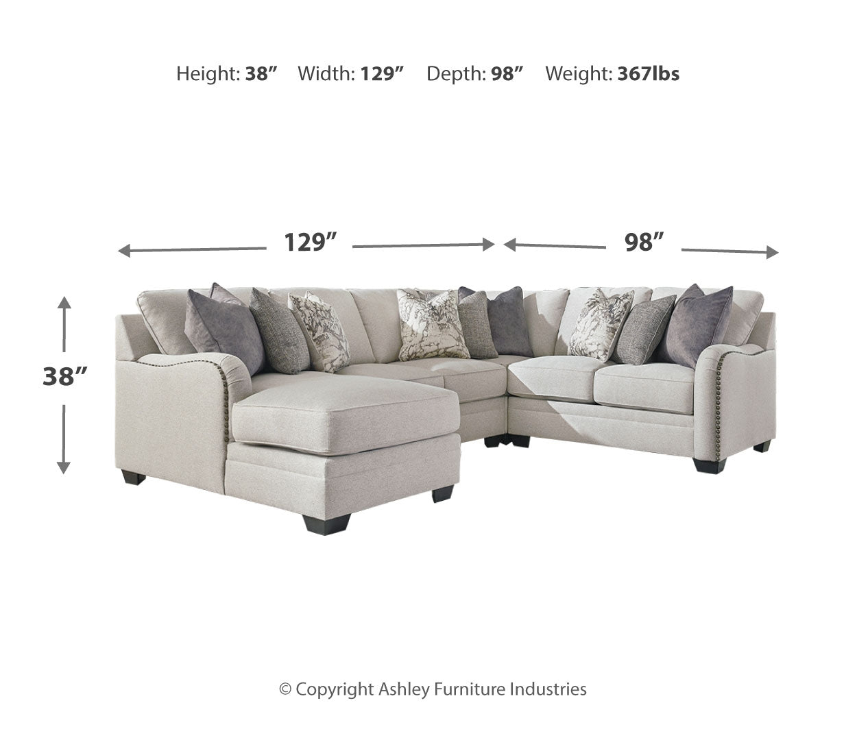 Dellara 3-Piece Sectional with Ottoman