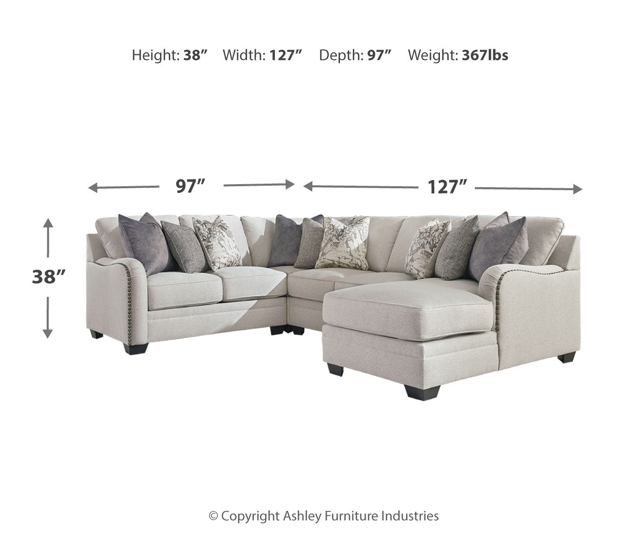 Dellara 3-Piece Sectional with Ottoman