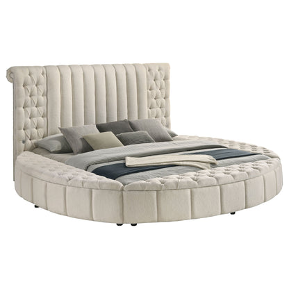 Sonya Upholstered  Round Storage Bed Ivory