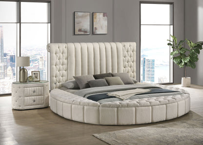 Sonya Upholstered  Round Storage Bed Ivory