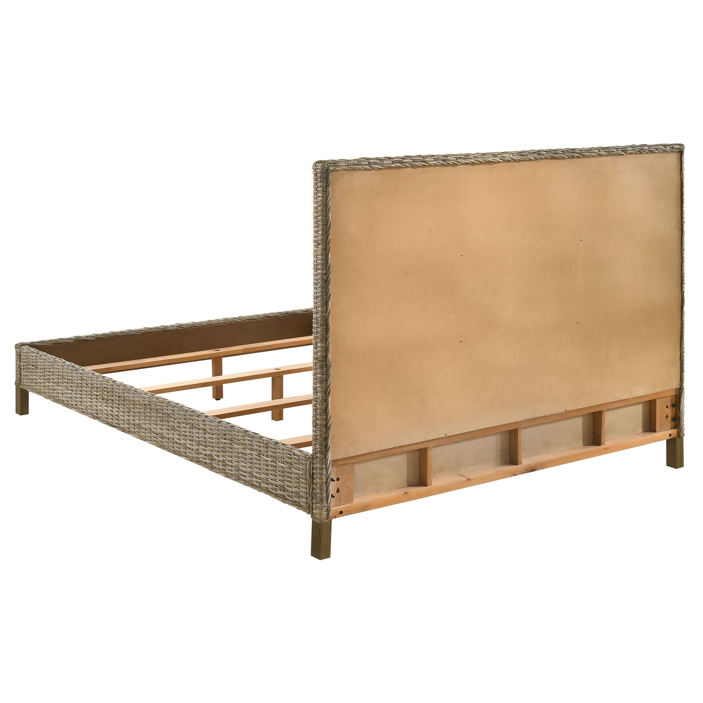 Zyla Woven Rattan  Panel Bed Kubu Grey