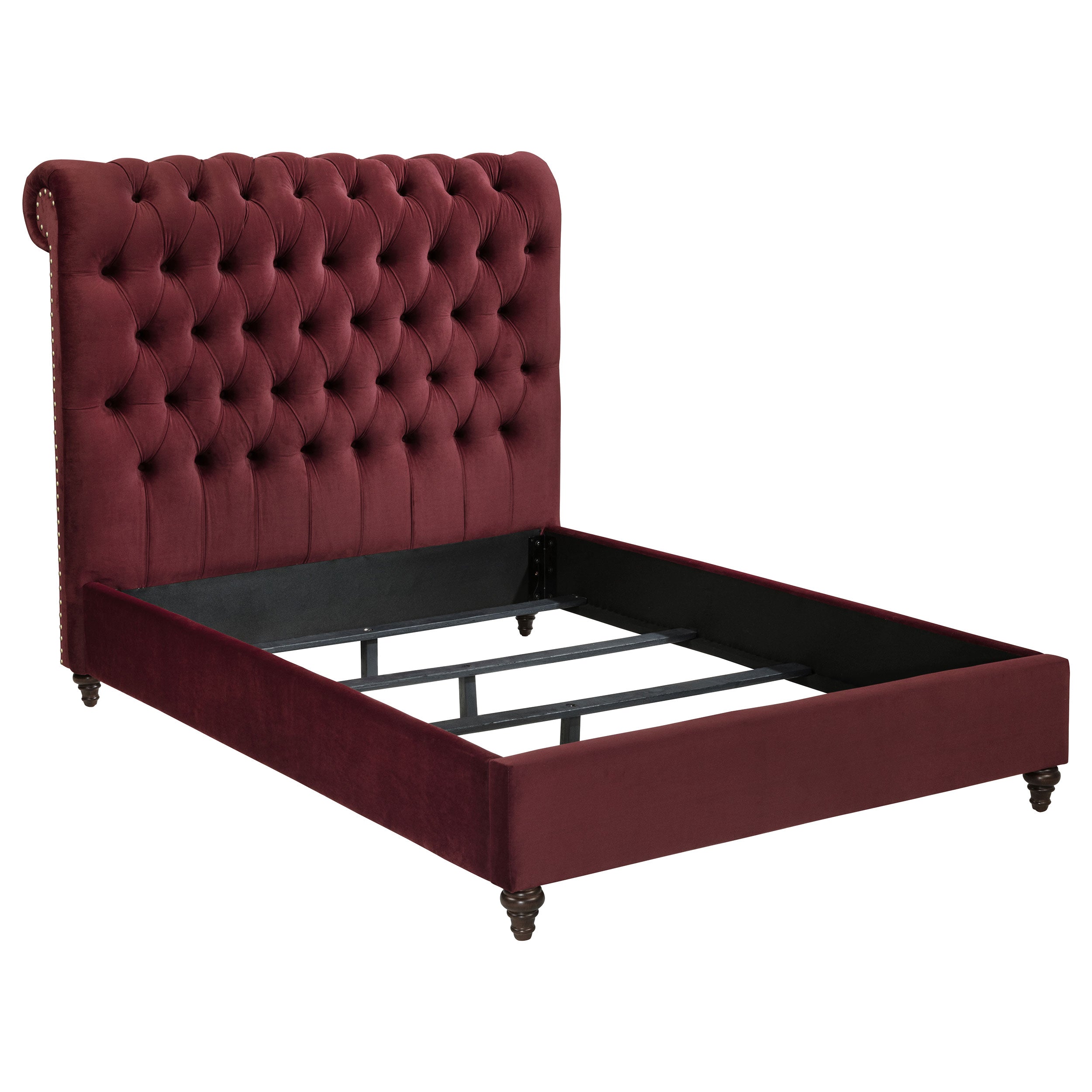 Devon 4-piece Queen Bedroom Set Wine Red and Dark Oak