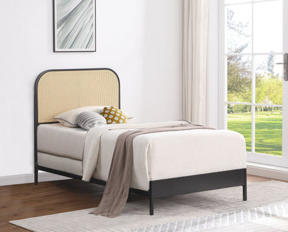 Amherst Radio Weave Rattan Metal  Bed Black