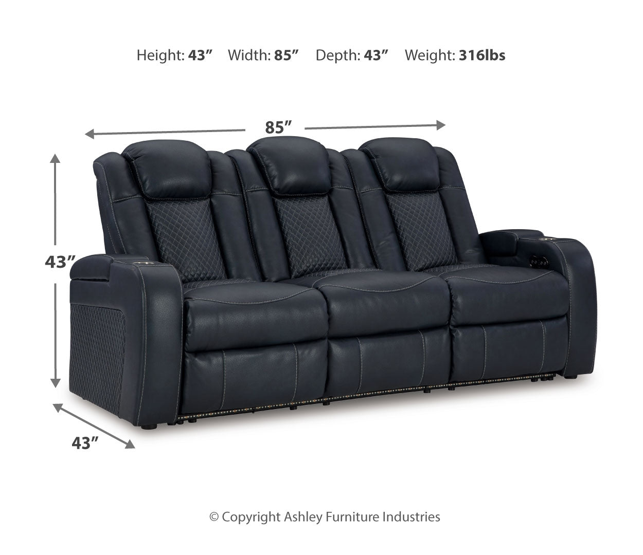 Fyne-Dyme PWR REC Sofa with ADJ Headrest