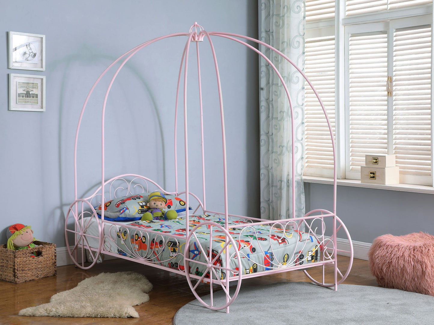 Massi Twin Canopy Bed Powder Pink