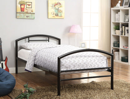 Baines Twin Metal Bed with Arched Headboard Black