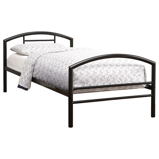 Baines Twin Metal Bed with Arched Headboard Black