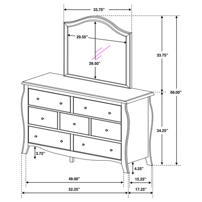 Dominique 7-drawer Dresser with Mirror Cream White