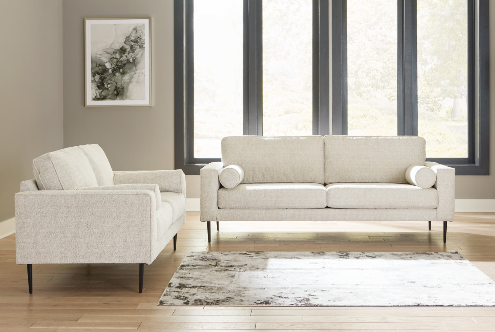 Hazela Sofa Chaise, Loveseat, Chair, and Ottoman