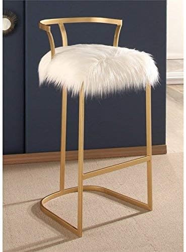 White Faux Fur Bar Stool