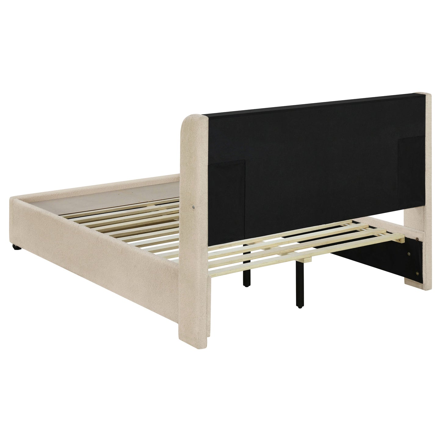 Madison Upholstered LED Twin Storage Platform Bed Cream