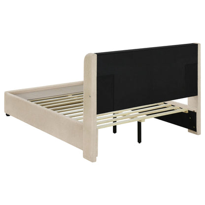 Madison Upholstered LED Twin Storage Platform Bed Cream