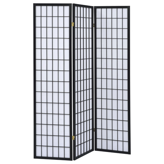 Carrie 3-panel Folding Screen Black and White