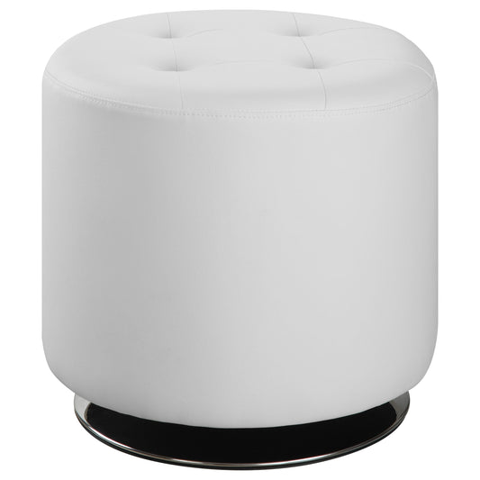 Bowman Round Upholstered Ottoman White