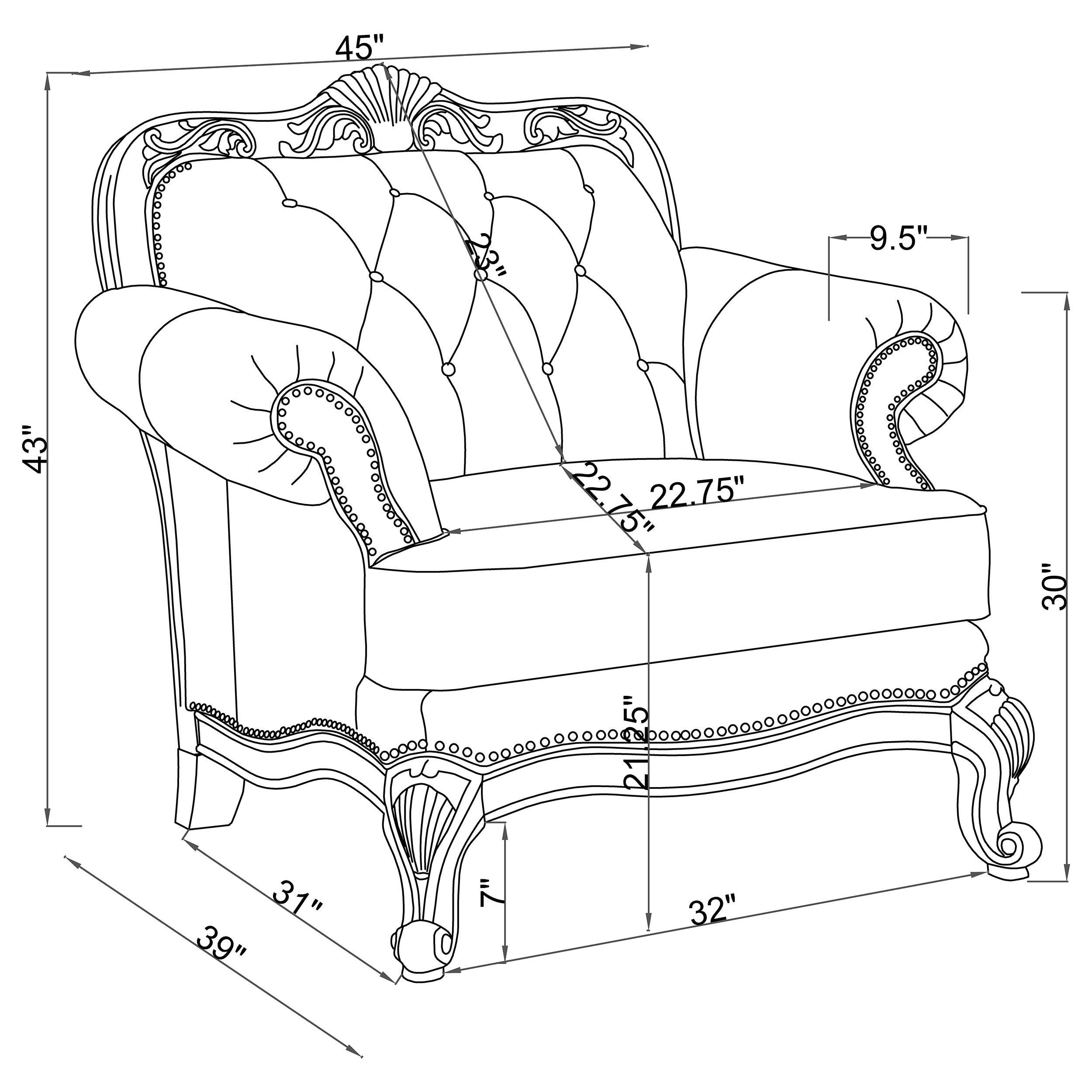 Victoria Upholstered Tufted Living Room Set Brown